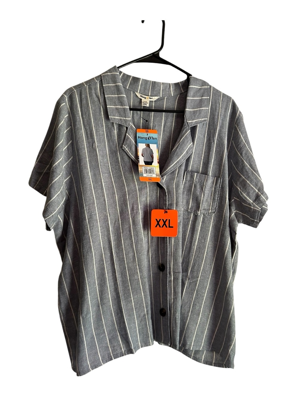 Hang Ten Size XXL Striped Short-Sleeve Button-Down Shirt